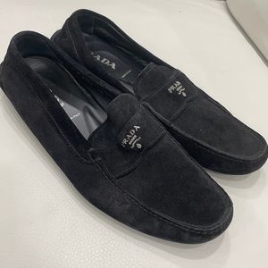 Prada black suede loafers size 9.5